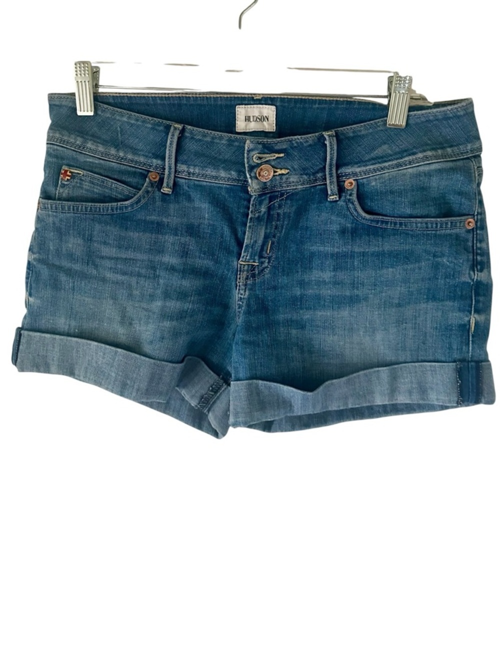 Hudson Jeans Women’s Blue Denim Rolled Hem Shorts